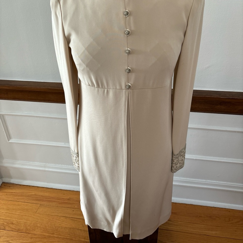 Dana Buchman Cream Long Sleeve Sheath Dress